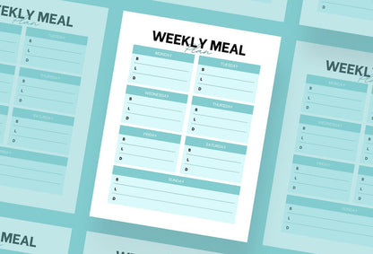 Ladystrategist Egg Blue Weekly Meal Planner Printable and Editable Canva Template instagram canva templates social media templates etsy free canva templates