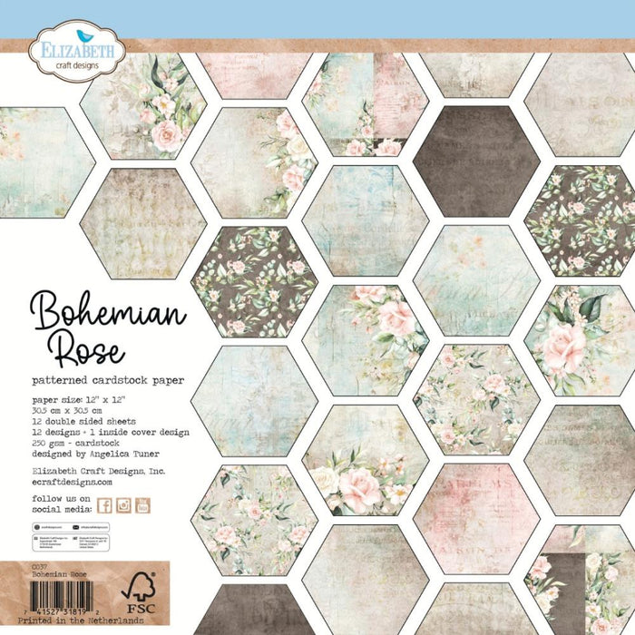 Elizabeth Craft Double-Sided Cardstock Pack 12"x12" Bohemian Rose by Elizabeth Craft Designs