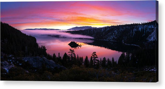 Emerald Bay Foggy Fire - Acrylic Print by Brad Scott