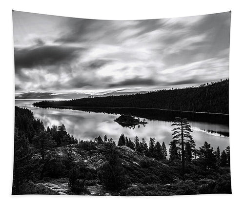 Emerald Bay Rays Black And White By Brad Scott - Tapestry