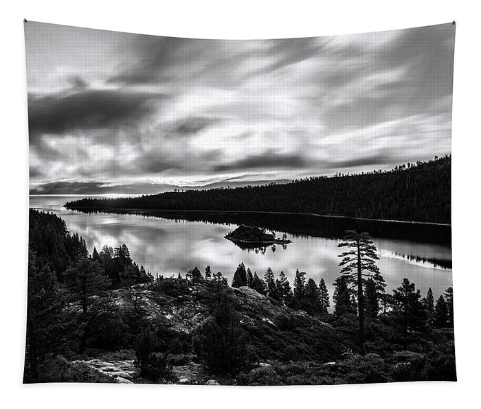 Emerald Bay Rays Black And White By Brad Scott - Tapestry