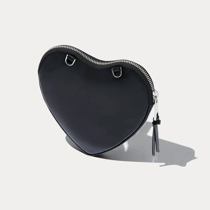 Expanded Heart Pouch - Black Patent/Silver