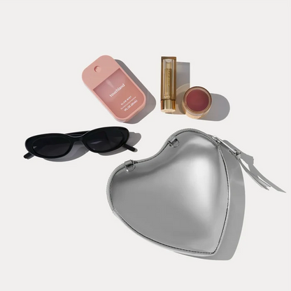 Expanded Heart Pouch - Silver Patent/Silver