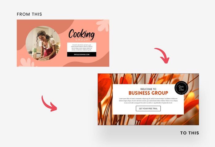 Ladystrategist Facebook Group Banner Tangerine Canva Templates instagram canva templates social media templates etsy free canva templates