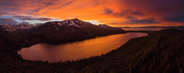 Fallen Leaf Lake Sunset Aerial By Brad Scott - Art Print