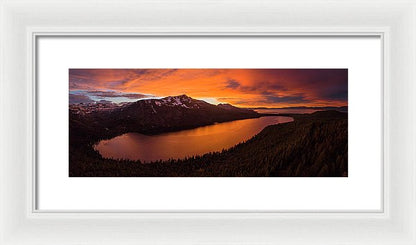 Fallen Leaf Lake Sunset Aerial By Brad Scott - Framed Print