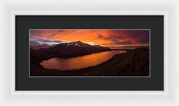 Fallen Leaf Lake Sunset Aerial By Brad Scott - Framed Print
