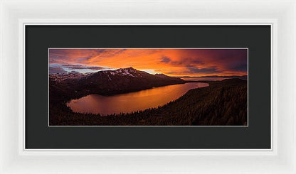 Fallen Leaf Lake Sunset Aerial By Brad Scott - Framed Print