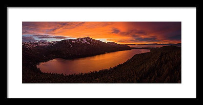 Fallen Leaf Lake Sunset Aerial By Brad Scott - Framed Print