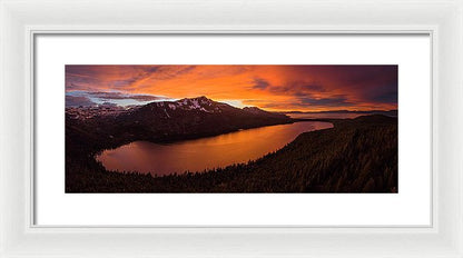 Fallen Leaf Lake Sunset Aerial By Brad Scott - Framed Print