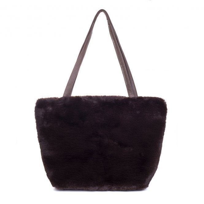 Faux Fur Tote Bag - Chocolate