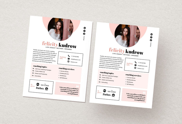 Ladystrategist Felicity Speaker One-Sheet Canva Template instagram canva templates social media templates etsy free canva templates