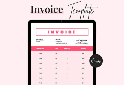 Ladystrategist Fiery Rose Invoice Canva Template Printable and Editable instagram canva templates social media templates etsy free canva templates