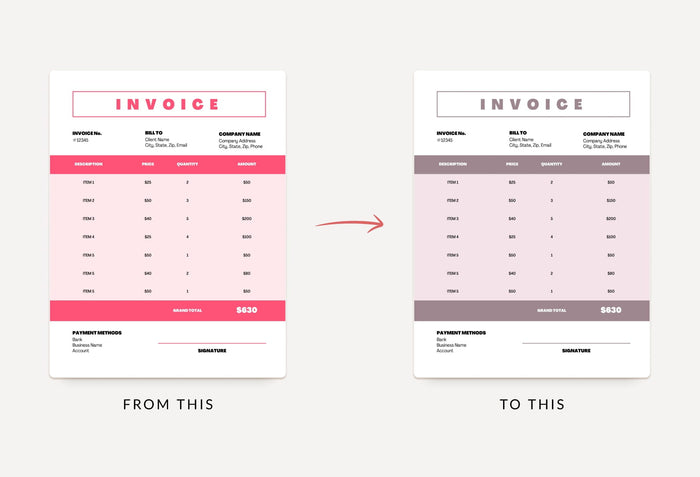 Ladystrategist Fiery Rose Invoice Canva Template Printable and Editable instagram canva templates social media templates etsy free canva templates