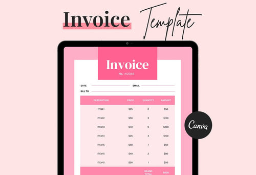 Ladystrategist Flamingo Pink Invoice Canva Template Printable and Editable instagram canva templates social media templates etsy free canva templates
