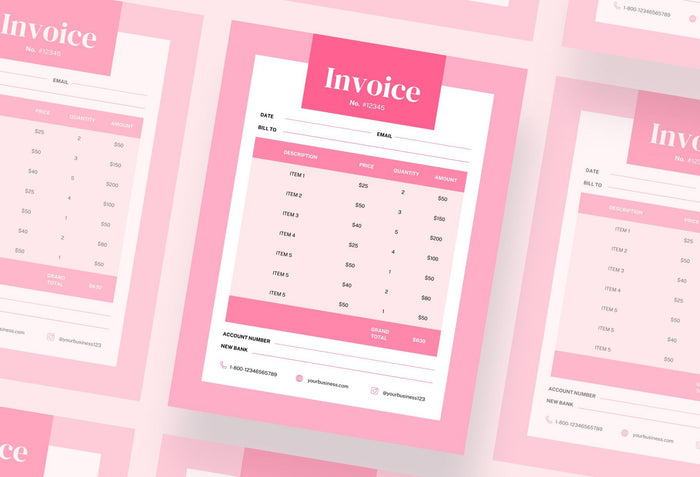 Ladystrategist Flamingo Pink Invoice Canva Template Printable and Editable instagram canva templates social media templates etsy free canva templates