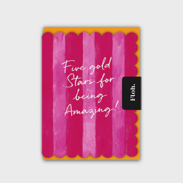 Floh. Five Gold Stars Greetings Card