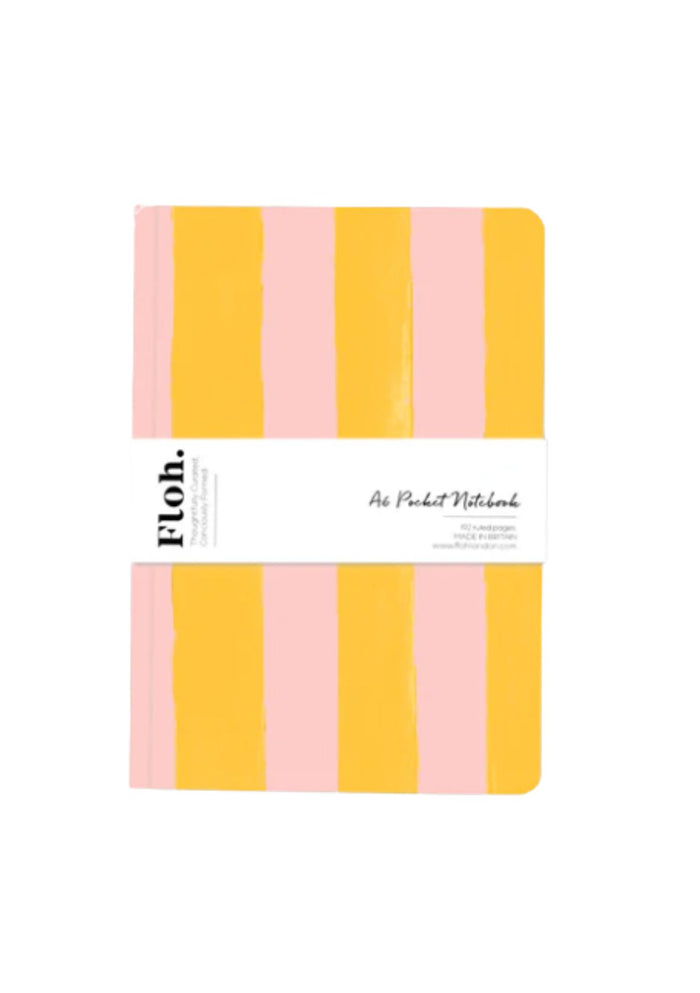 Floh. Mango & Peach Stripes A6 Pocket Lined Notebook