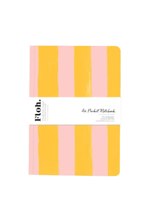 Floh. Mango & Peach Stripes A6 Pocket Lined Notebook
