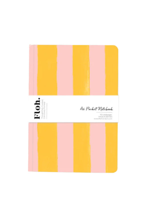 Floh. Mango & Peach Stripes A6 Pocket Lined Notebook