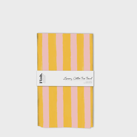 Floh. Mango & Peach Stripes Tea Towel