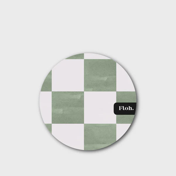 Floh. Matcha Checkerboard Round Coaster