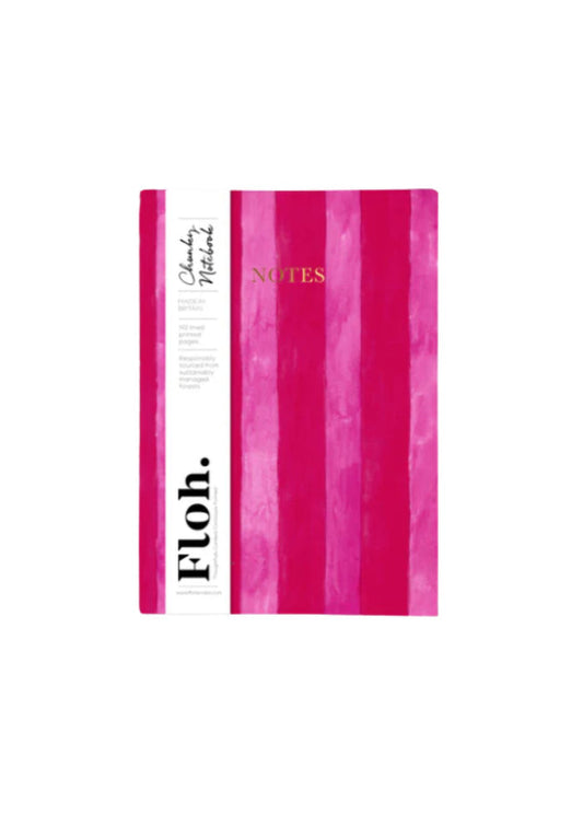 Floh. Raspberry & Cherry Stripes A5 Chunky Notebook