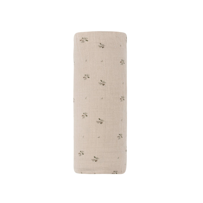 tan Floral Muslin Cotton Swaddle Blanket