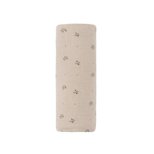 tan Floral Muslin Cotton Swaddle Blanket