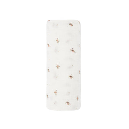 ivory Floral Muslin Cotton Swaddle Blanket