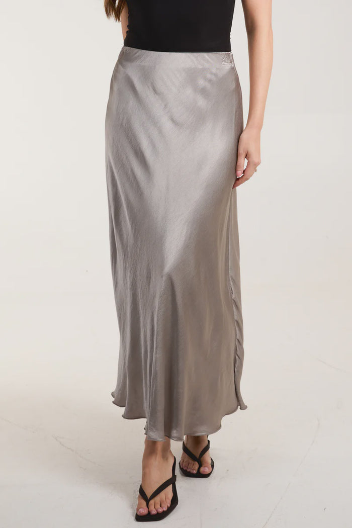 Florence Satin Midi Skirt - Mocha