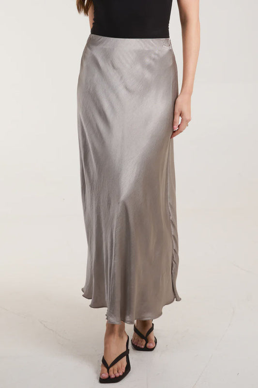 Florence Satin Midi Skirt - Mocha