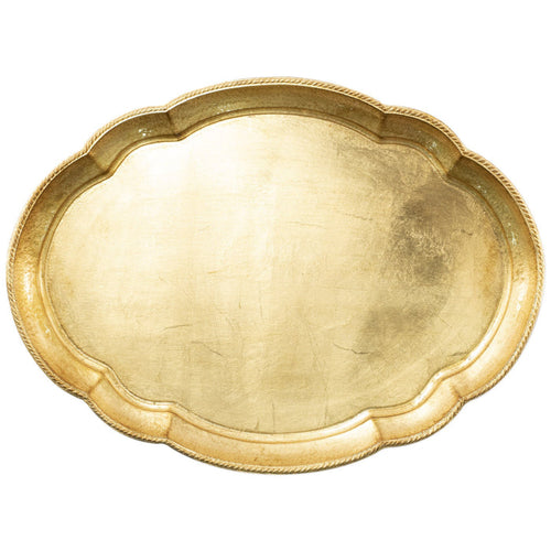 Florentine Wooden Gold Large Oval Tray
