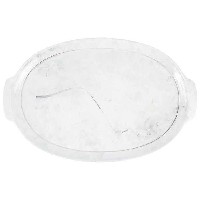 Florentine Wooden Marble Handled Medium Oval Tray