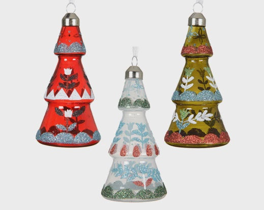 Folksy Glass Tree Hanging Decoration