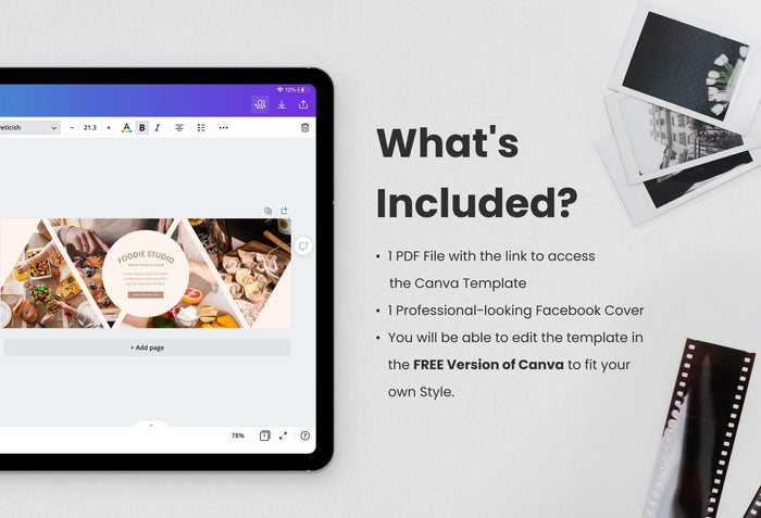 Ladystrategist Foodie Studio Facebook Cover for Photographers Editable Canva Template instagram canva templates social media templates etsy free canva templates