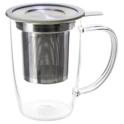 NewLeaf Glass Tall Tea Mug with Infuser & Lid - Teaware - Red Stick Spice Company