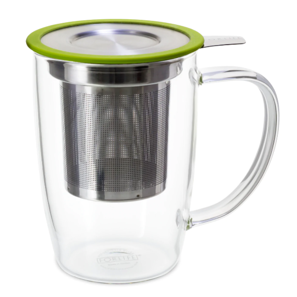 FORLIFE New Leaf Clear Tall Tea Mug Infuser & Lid