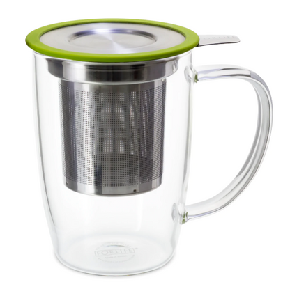 FORLIFE New Leaf Clear Tall Tea Mug Infuser & Lid