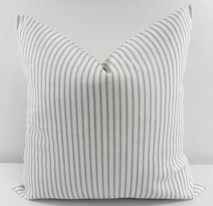 French Gray Farmhouse Ticking Stripe Pillow Cover