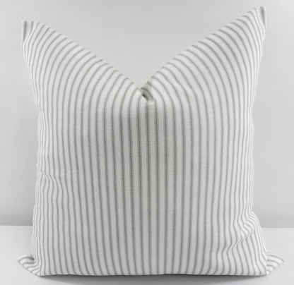 French Gray Farmhouse Ticking Stripe Pillow Cover