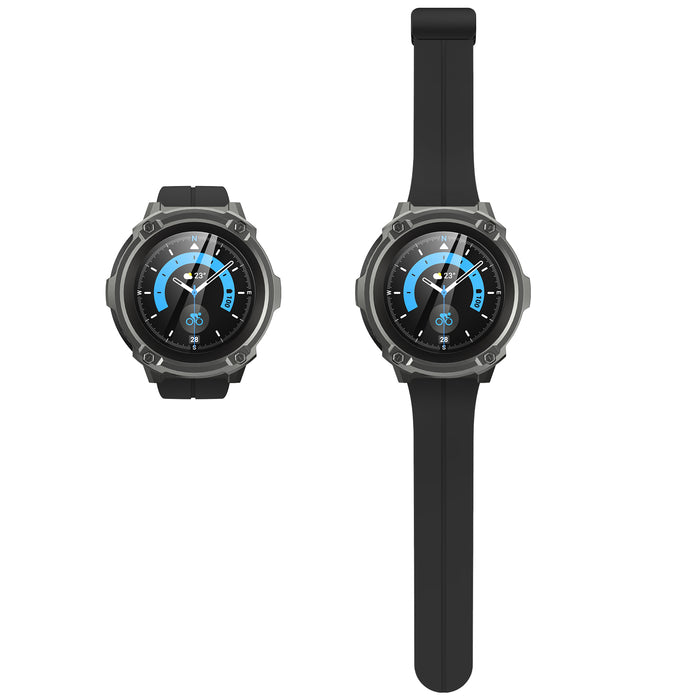 Galaxy Watch5 Pro 45mm Unicorn Beetle Rugged Case with Glass Screen Protectors-Black