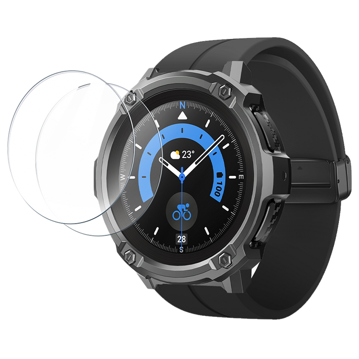 Galaxy Watch5 Pro 45mm Unicorn Beetle Rugged Case with Glass Screen Protectors-Black