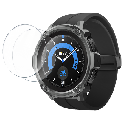 Galaxy Watch5 Pro 45mm Unicorn Beetle Rugged Case with Glass Screen Protectors-Black