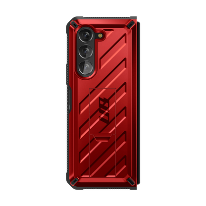 Galaxy Z Fold5 Unicorn Beetle Kickstand Case with Screen Protector-Metallic Red