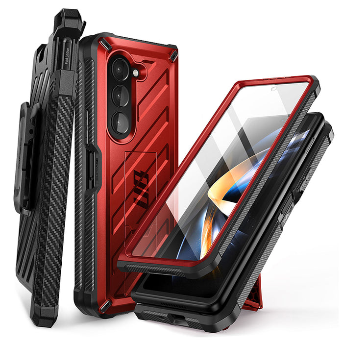 Galaxy Z Fold5 Unicorn Beetle Kickstand Case with Screen Protector-Metallic Red