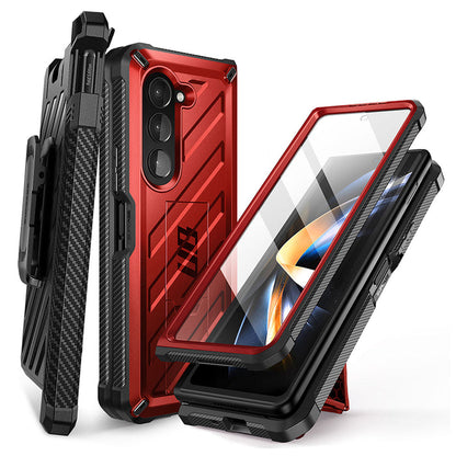Galaxy Z Fold5 Unicorn Beetle Kickstand Case with Screen Protector-Metallic Red