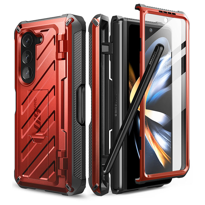 Galaxy Z Fold5 Unicorn Beetle PRO Rugged Case with S-Pen Holder-Metallic Red