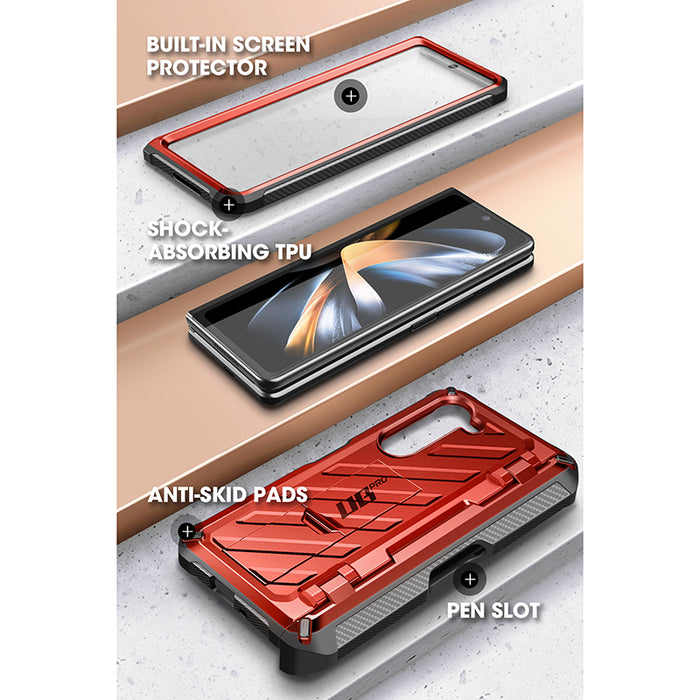 Galaxy Z Fold5 Unicorn Beetle PRO Rugged Case with S-Pen Holder-Metallic Red