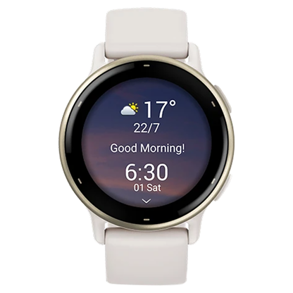 Garmin Vivoactive 5 Aluminium Bezel Silicone Band - Cream Gold & Ivory | 49-GAR-010-02862-11 from Garmin - DID Electrical